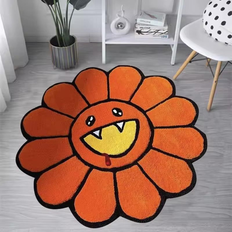 Orange Vamp Flower Custom Rug, Front Side