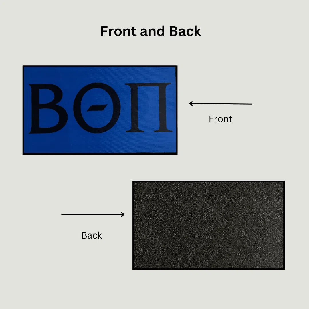 Beta Theta Pi Custom Greek Letter Rug – Blue Fraternity Floor Decor - Custom Rug | Sirenicate Rugs