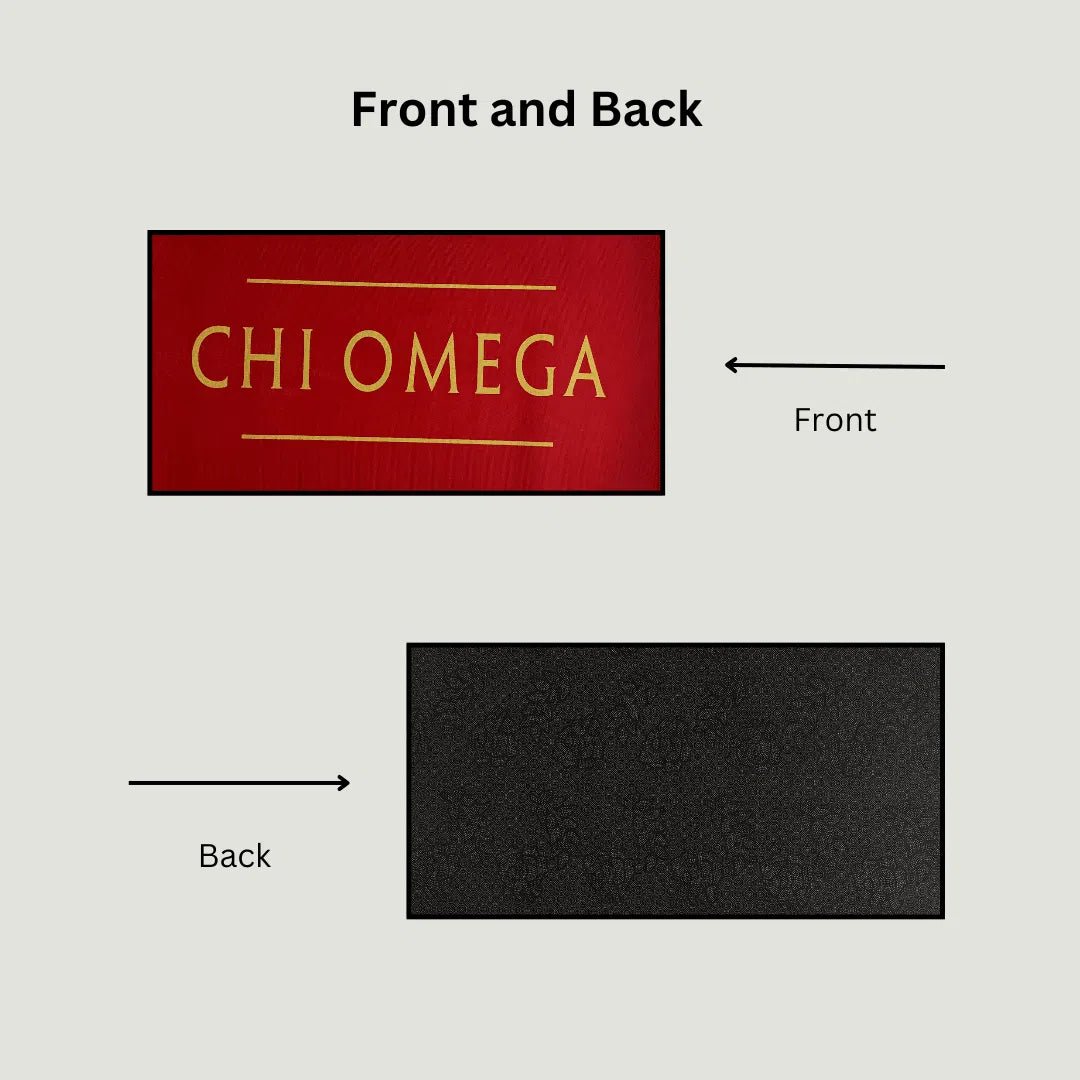 Chi Omega Custom Greek Life Rug – Red with Yellow Letters - Custom Rug | Sirenicate Rugs