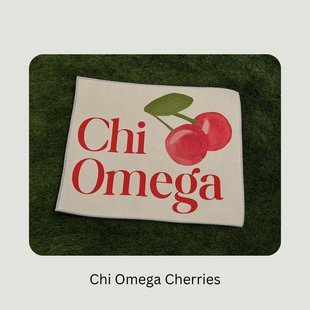 Chi Omega Custom Sorority Rug – Official Sorority Design with Cherry Motif - Custom Rug | Sirenicate Rugs