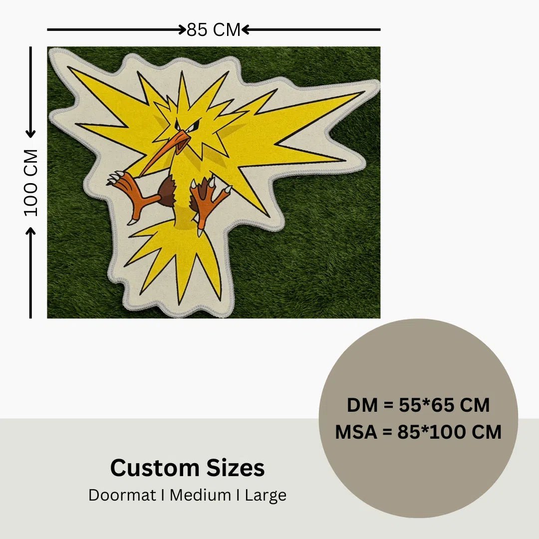 Custom Zapdos Pokemon Rug – Legendary Bird Area Rug - Custom Rug | Sirenicate Rugs