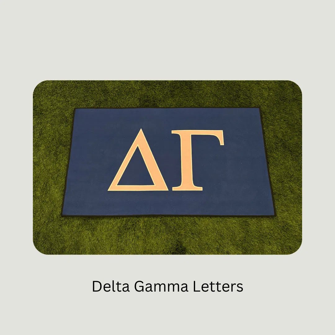 Delta Gamma Custom Rug – Greek Letters in Pink & Blue | Personalized Sorority Rugs - Custom Rug | Sirenicate Rugs