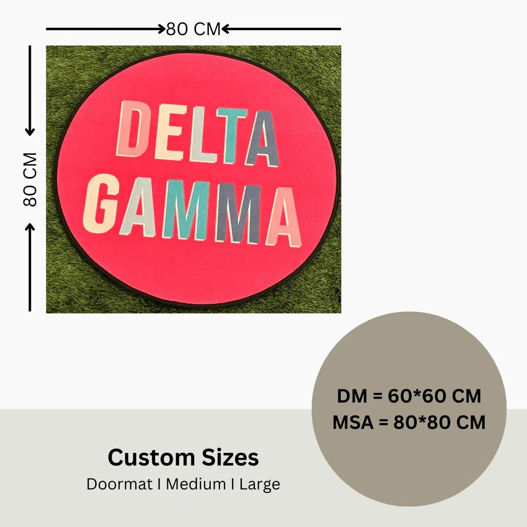 Delta Gamma Custom Sorority Rug – Vibrant Pink Circle Design - Custom Rug | Sirenicate Rugs