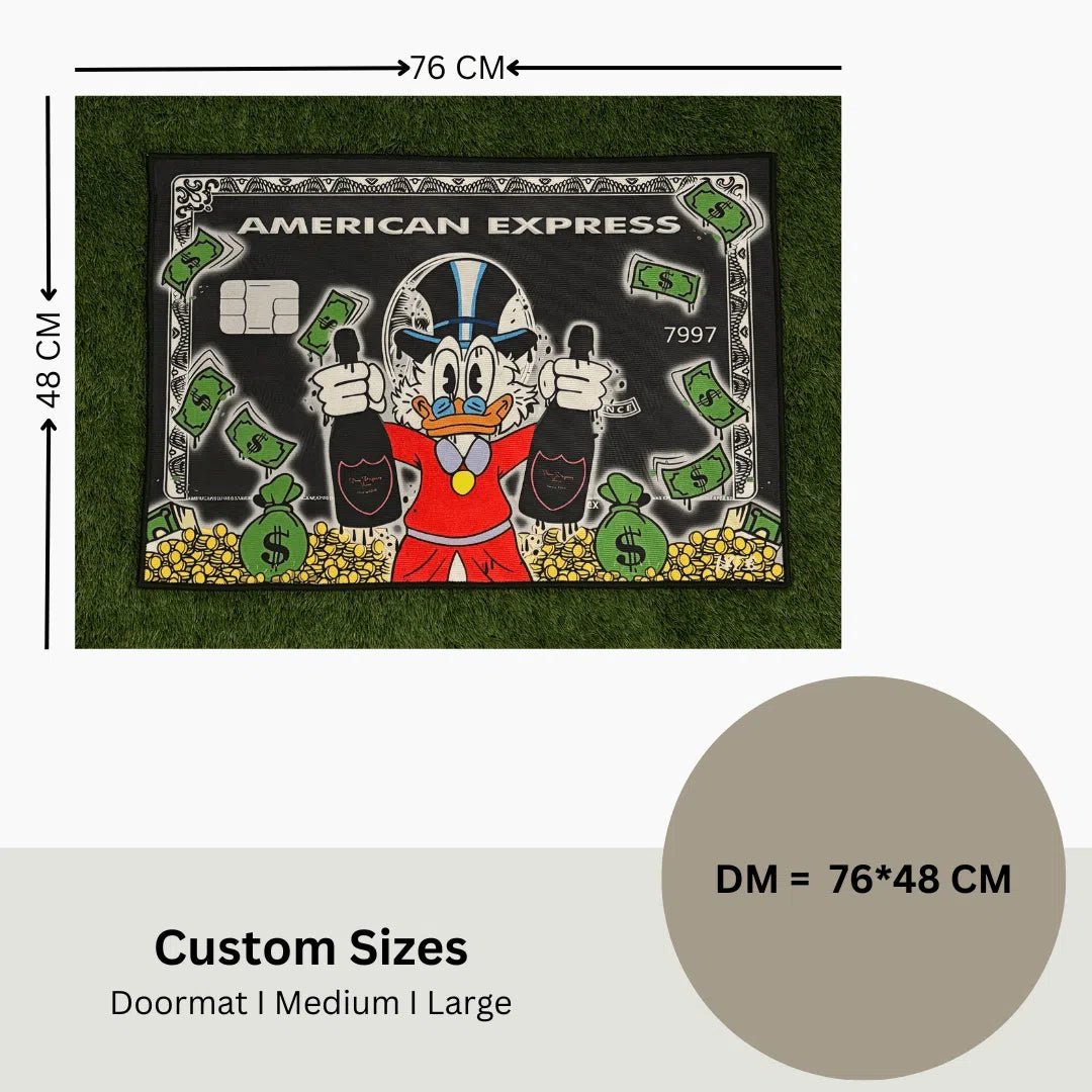 Donald Duck with Bottles Black Amex Rug - Custom Rug | Sirenicate Rugs