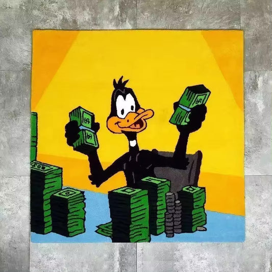 Donald Duck Holding Money Custom Rug, Front Side