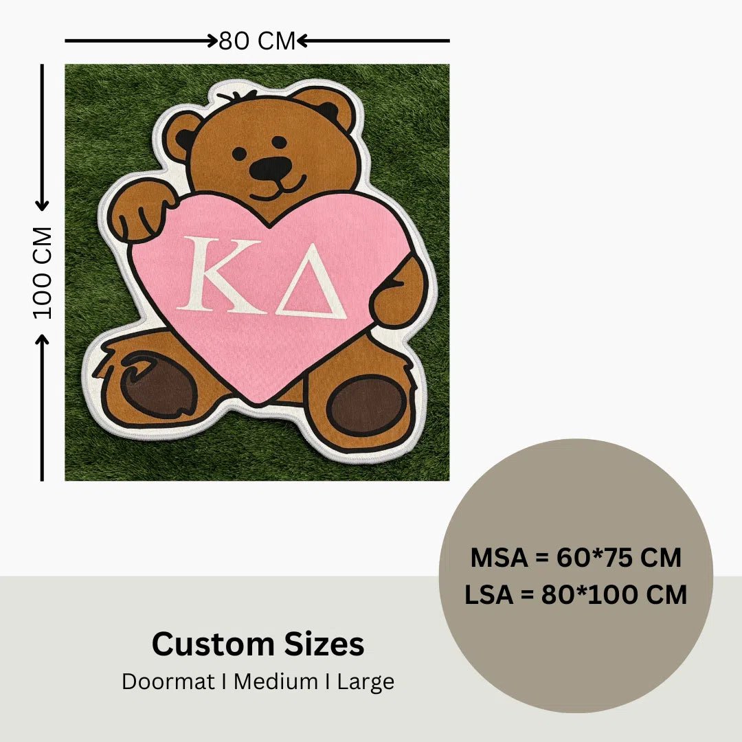 Kappa Delta Bear Custom Sorority Rug – Greek Life Decor with Heart - Custom Rug | Sirenicate Rugs