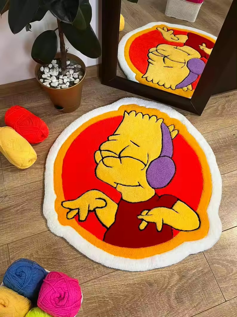 Bart Simpson with Headphones Custom Rug, Front Side