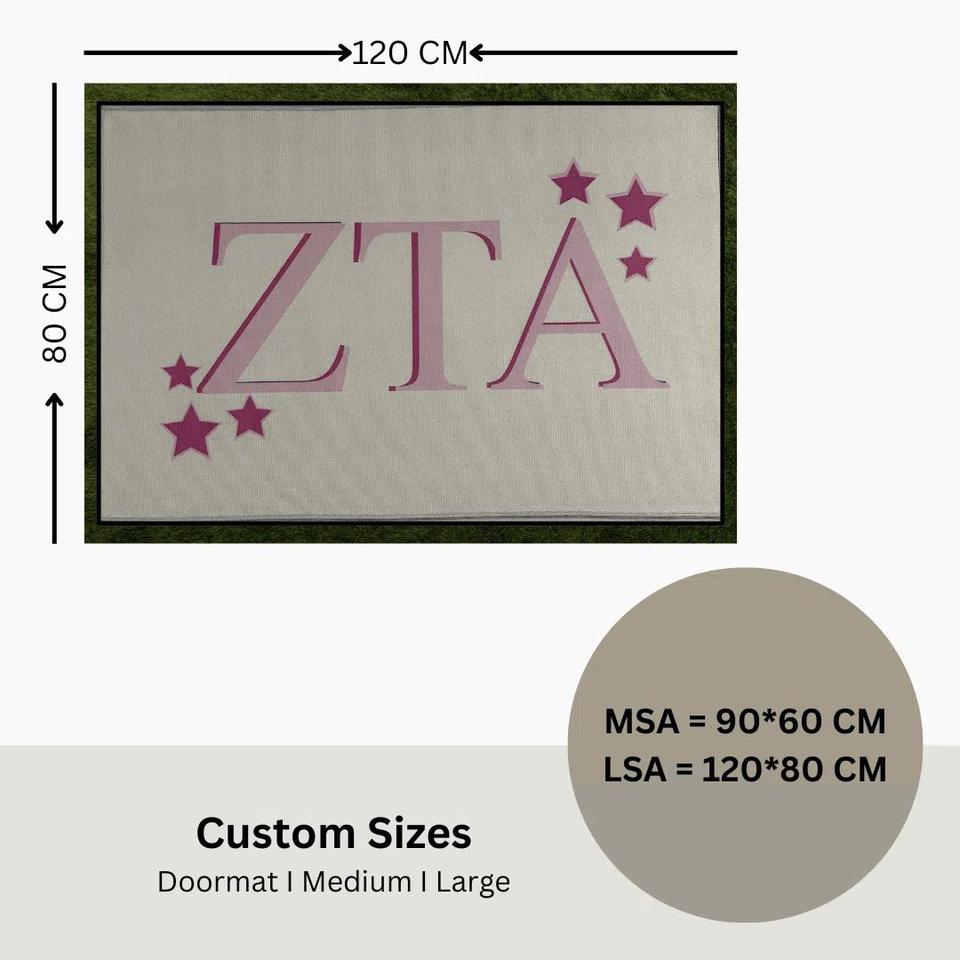 ZETA Letters Custom Sorority Rug – Personalized Greek Life Decor with Stars - Custom Rug | Sirenicate Rugs