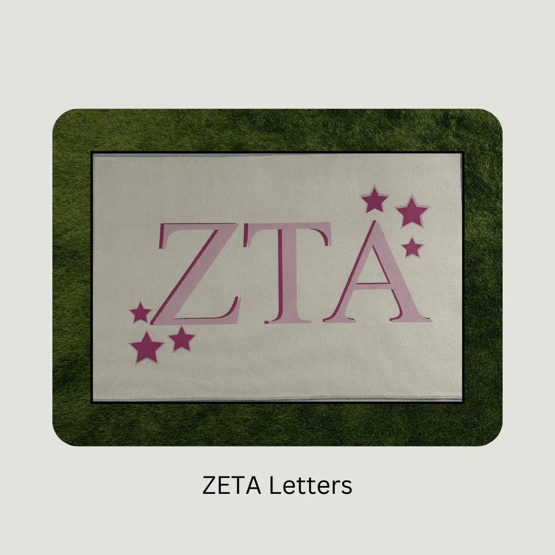 ZETA Letters Custom Sorority Rug – Personalized Greek Life Decor with Stars - Custom Rug | Sirenicate Rugs